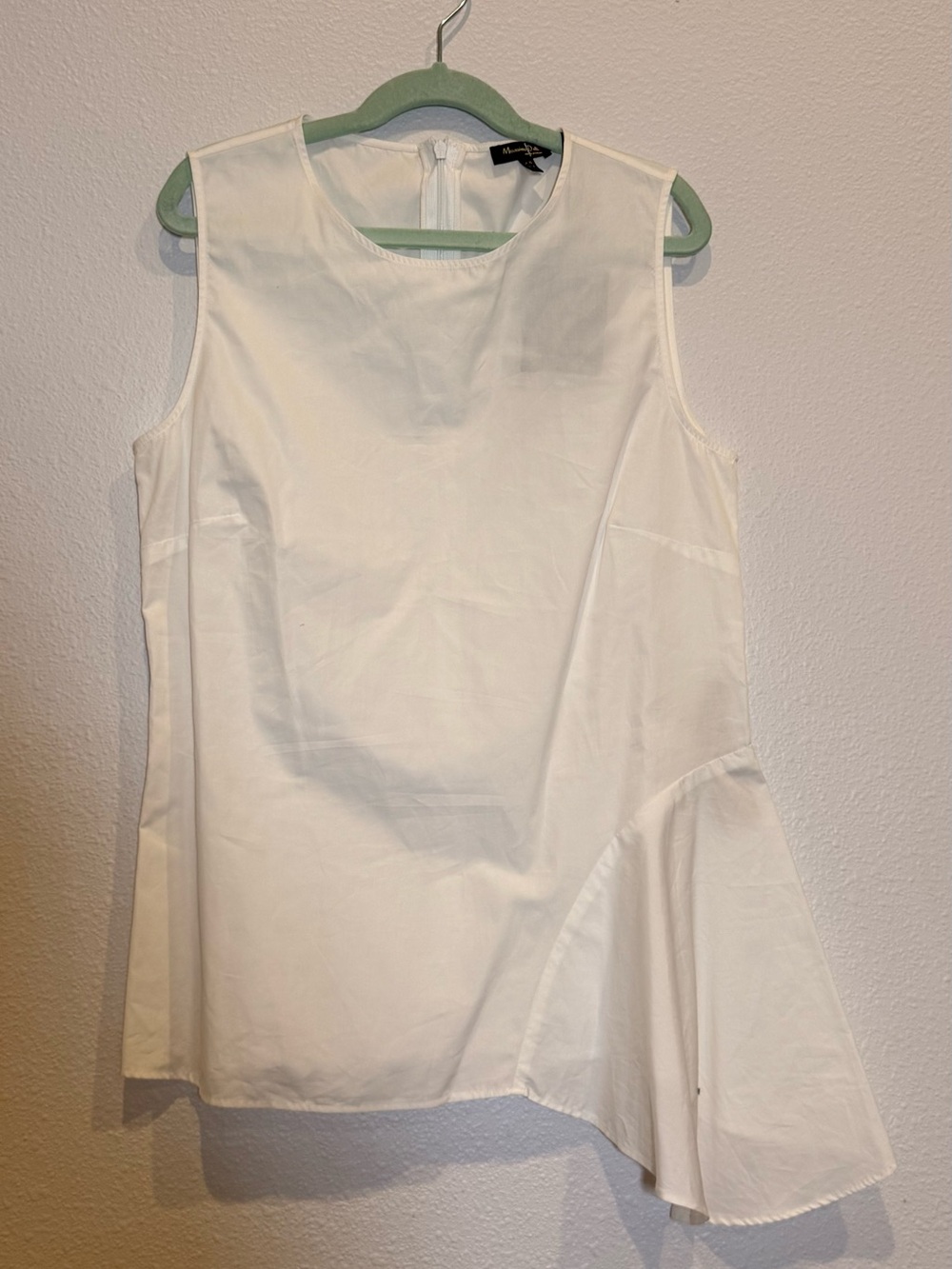 Massimo Dutti White Sleeveless Asymmetric Peplum Tank